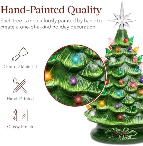15-Inch Pre-Lit Hand-Painted Ceramic Christmas Tree - Photo 2