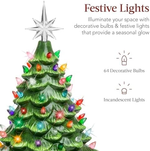 15-Inch Pre-Lit Hand-Painted Ceramic Christmas Tree - Photo 3
