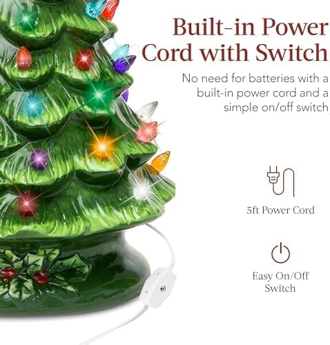15-Inch Pre-Lit Hand-Painted Ceramic Christmas Tree - Photo 4
