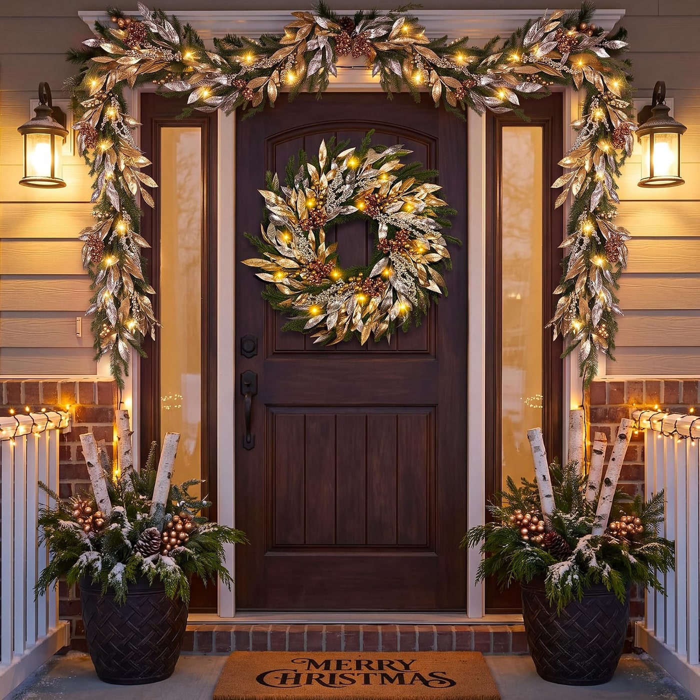 26-Inch Pre-Lit Real Touch Pine Wreath with 8 Light Modes - Photo 3