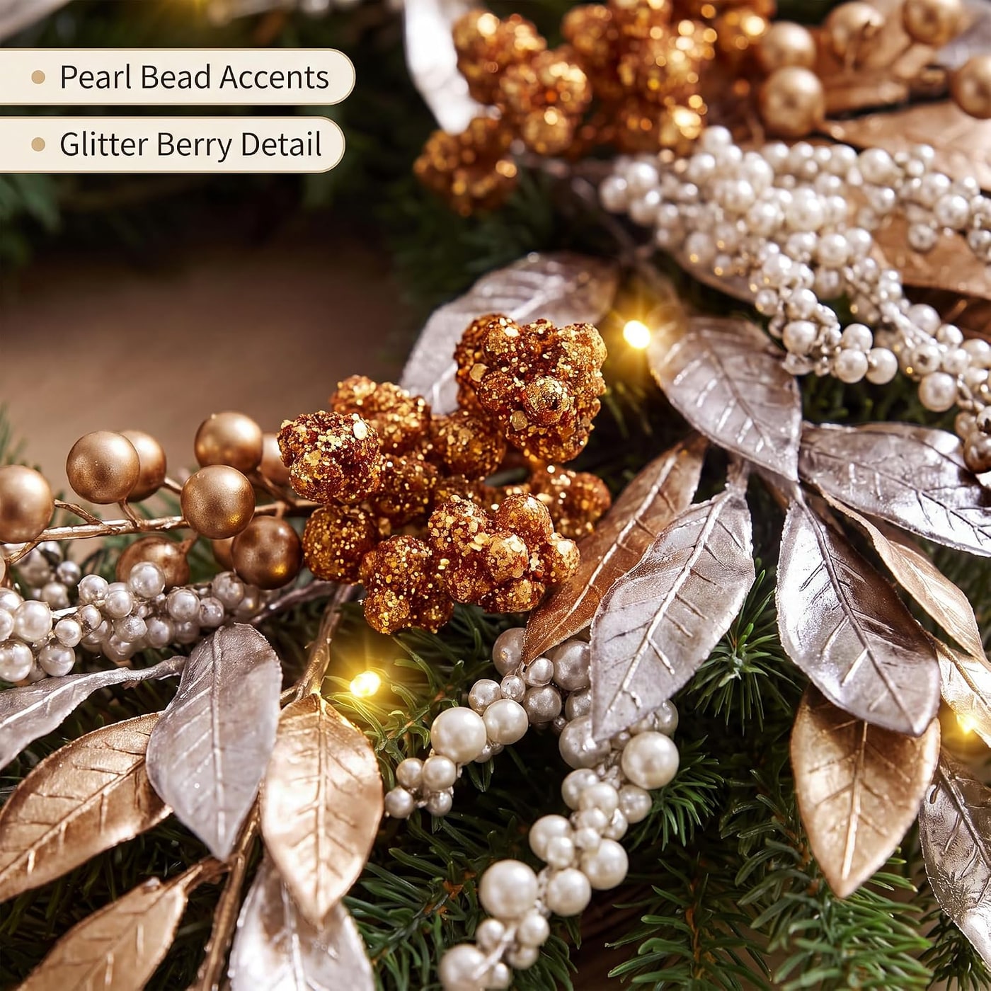 26-Inch Pre-Lit Real Touch Pine Wreath with 8 Light Modes - Photo 4