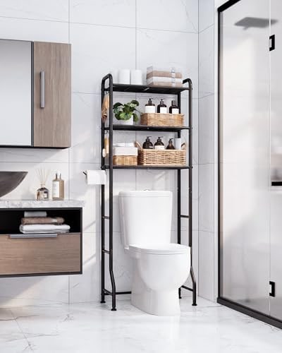 3-Tier Over-Toilet Storage Rack with Paper Holder & Hooks - Photo 4