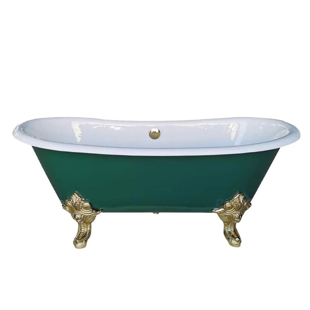 71-Inch Heritage Green Cast Iron Clawfoot Tub