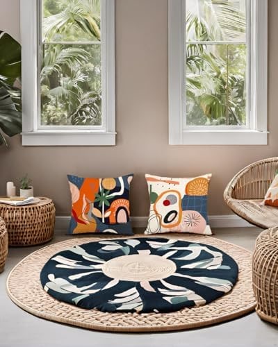 Abstract Geometric Pillow Covers, Burnt Orange, Set of 4 - Photo 2