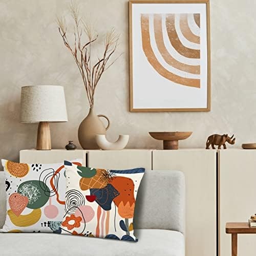 Abstract Geometric Pillow Covers, Burnt Orange, Set of 4 - Photo 4
