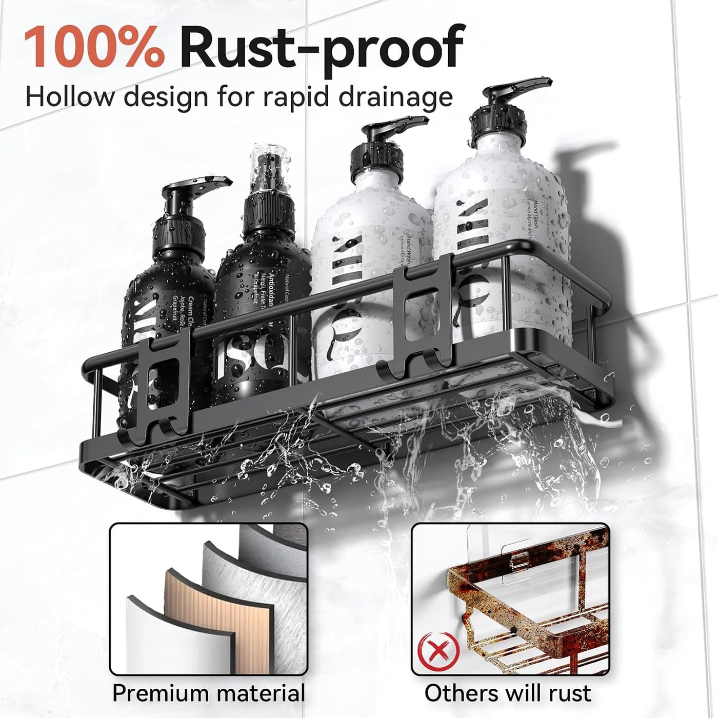 Adhesive Shower Caddy Organizer with Soap Holder, 6-Piece Set - Photo 2