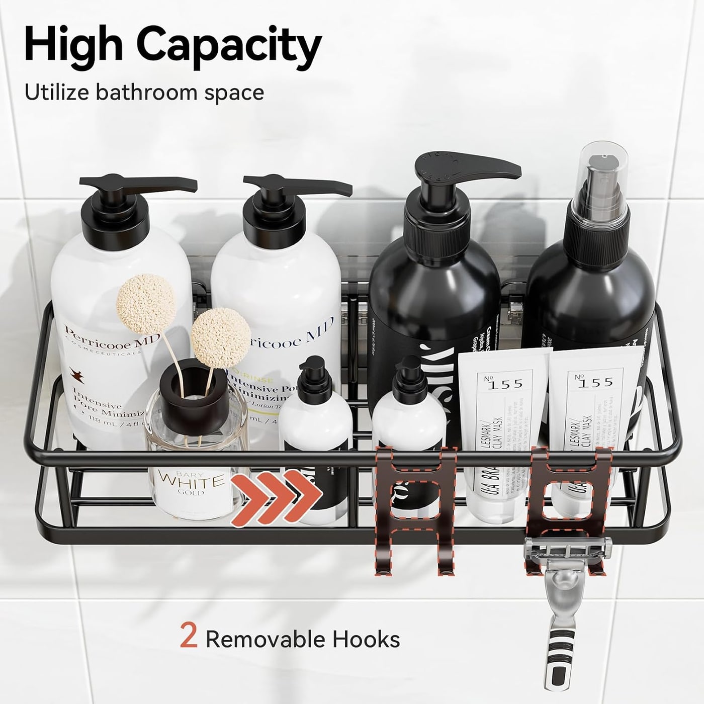Adhesive Shower Caddy Organizer with Soap Holder, 6-Piece Set - Photo 4