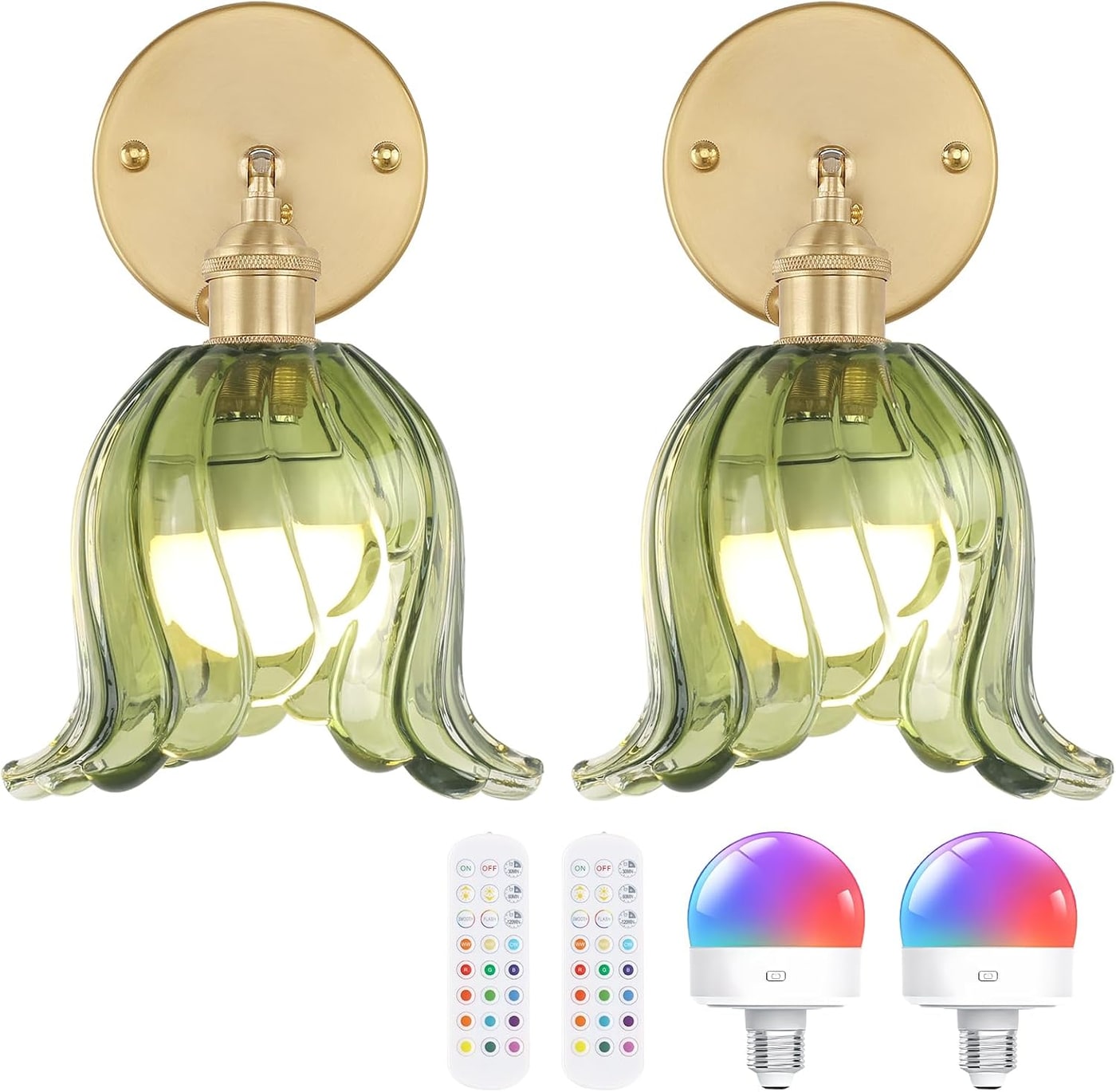 Adjustable Brass Wall Sconce with Striped Glass Shade