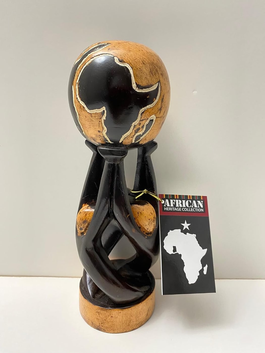 Hand-Carved African Unity Globe Wood Award, 9" - Photo 2