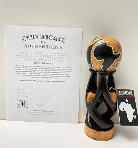 Hand-Carved African Unity Globe Wood Award, 9" - Photo 4