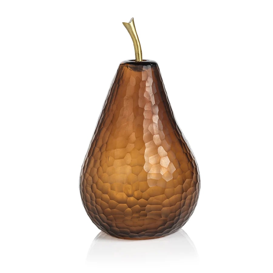 Amber Cut Glass Pear Luminary - Photo 2