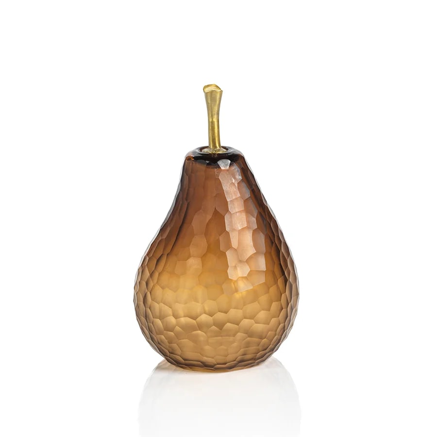 Amber Cut Glass Pear Luminary - Photo 3