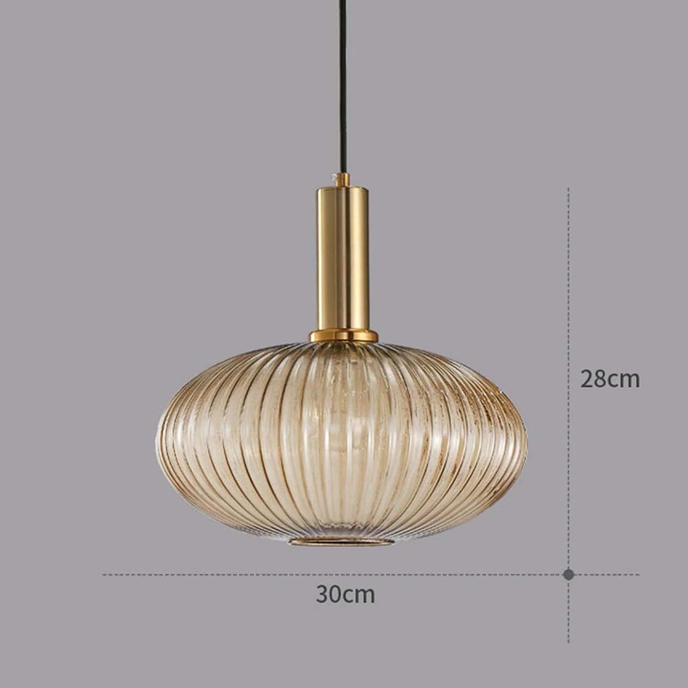 Amber Glass Pendant Light with Gold Copper Socket - Photo 2
