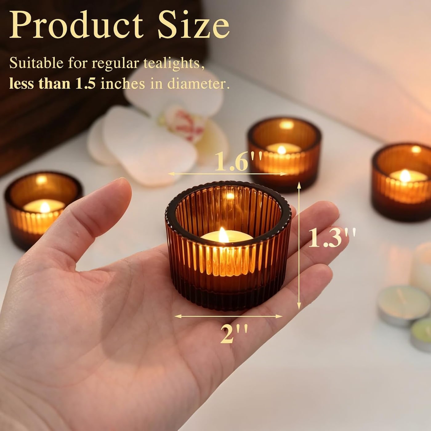 Embossed Glass Votive Tealight Holders, 24-Pack - Photo 2