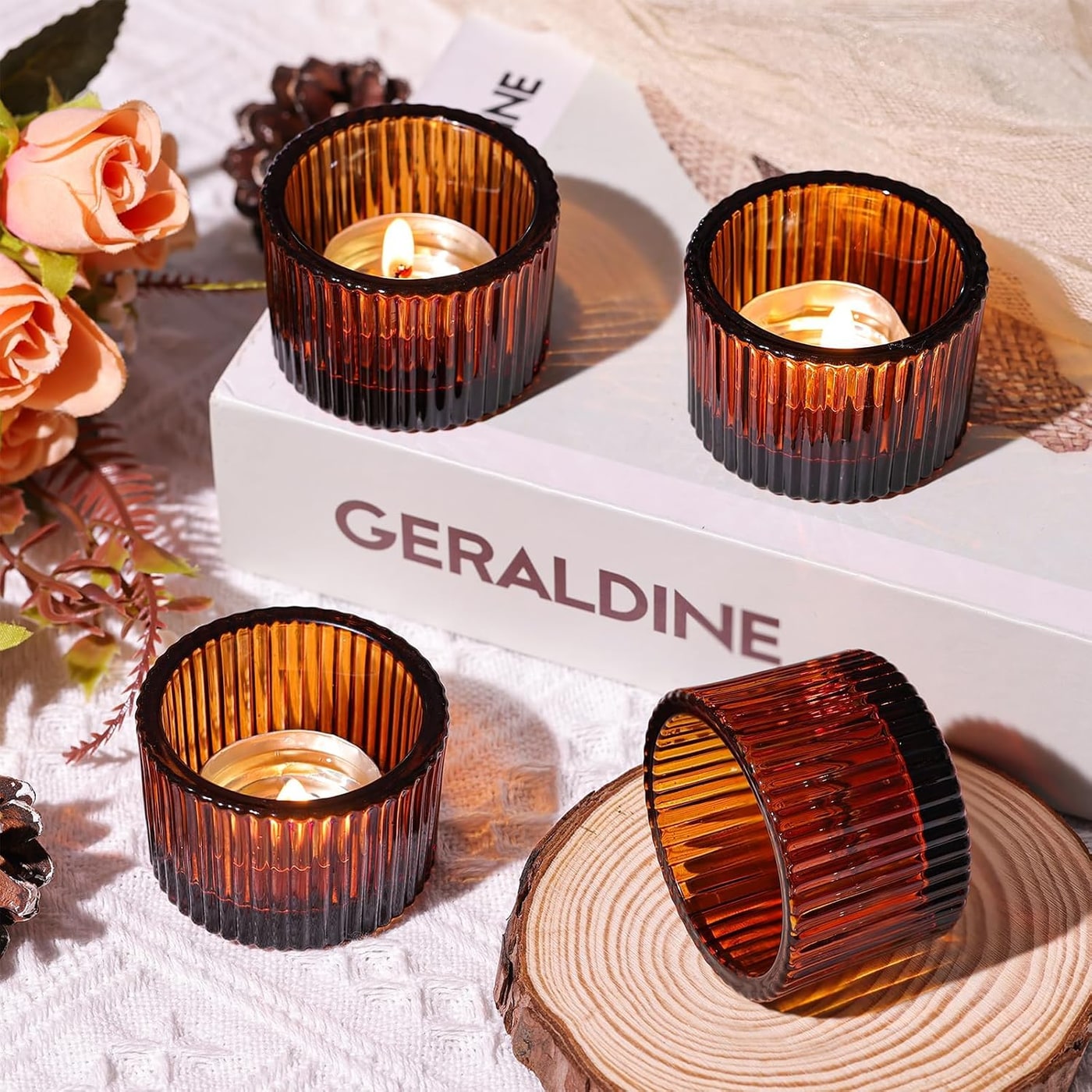 Embossed Glass Votive Tealight Holders, 24-Pack - Photo 3