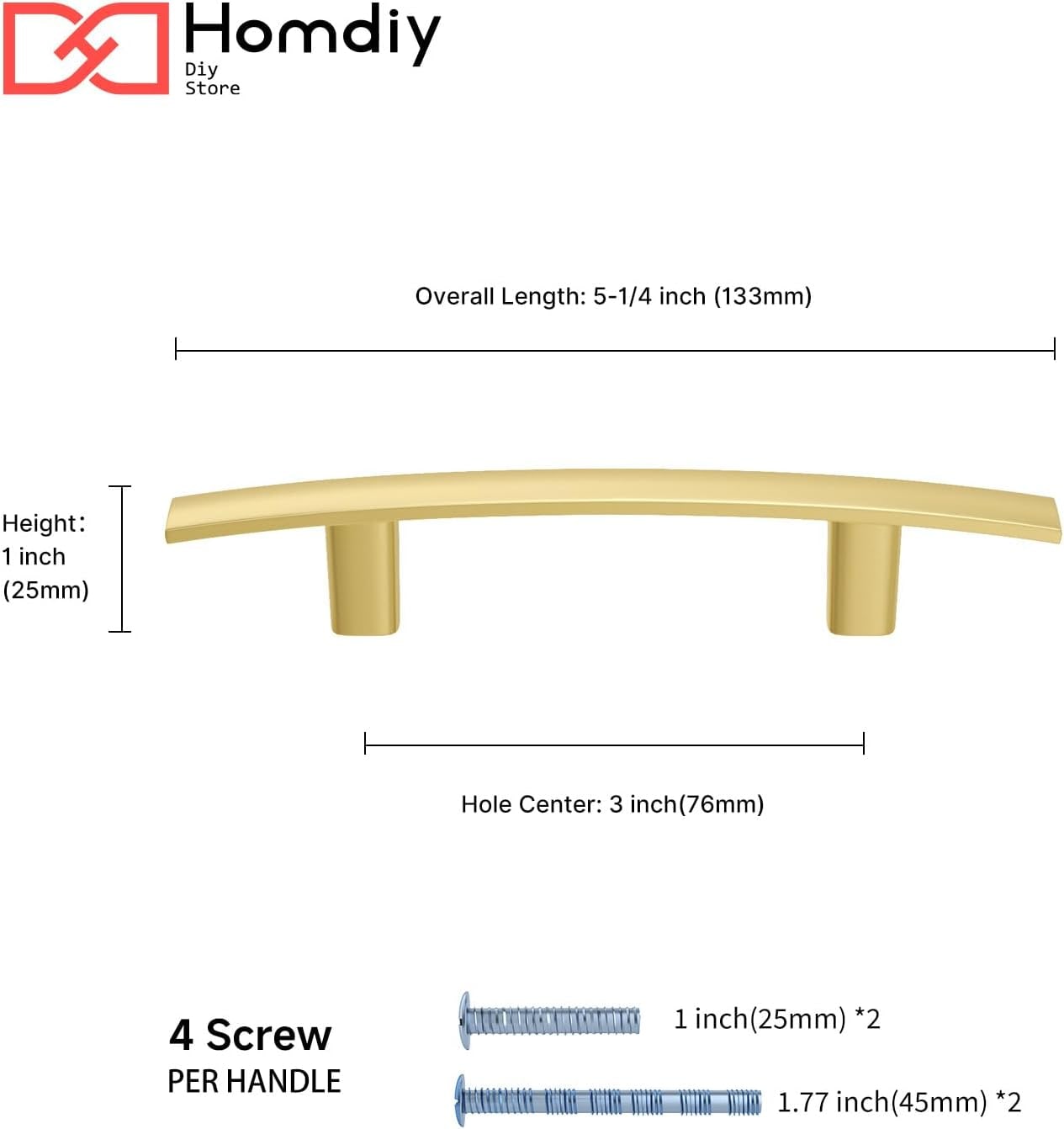 Arched Zinc Alloy Cabinet Pulls, 20-Pack - Photo 2
