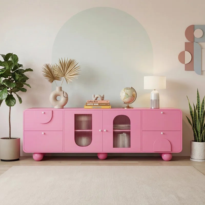 Arched Fluted Glass Media Console, 70.9" - Photo 2