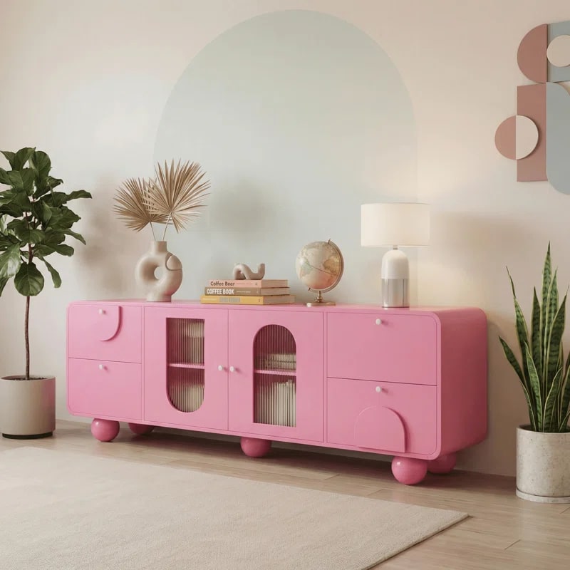 Arched Fluted Glass Media Console, 70.9" - Photo 3