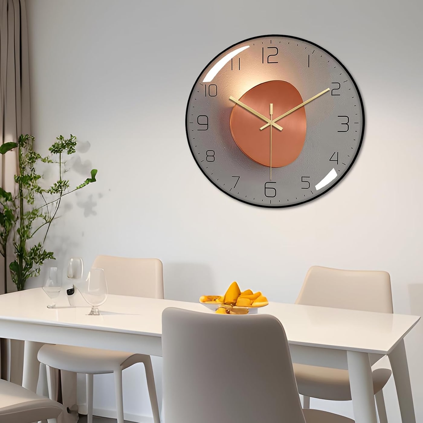 Silent Art Deco Metal Wall Clock - Photo 2