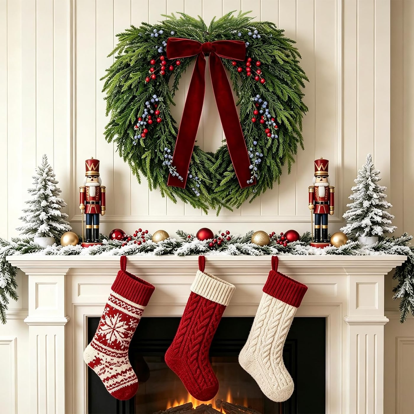 26-Inch Artificial Christmas Wreath with Berries and Velvet Bow - Photo 3