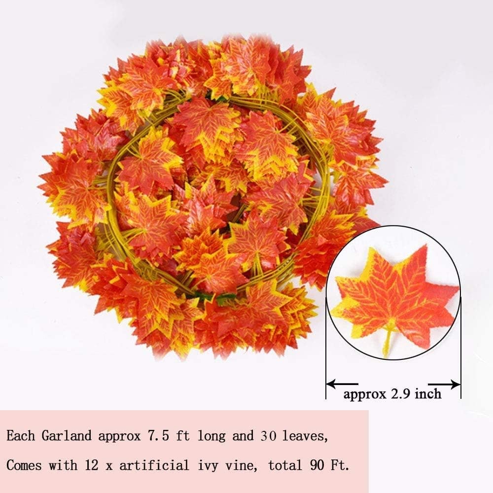 Artificial Fall Maple Leaf Garland, 90 Feet - Photo 2