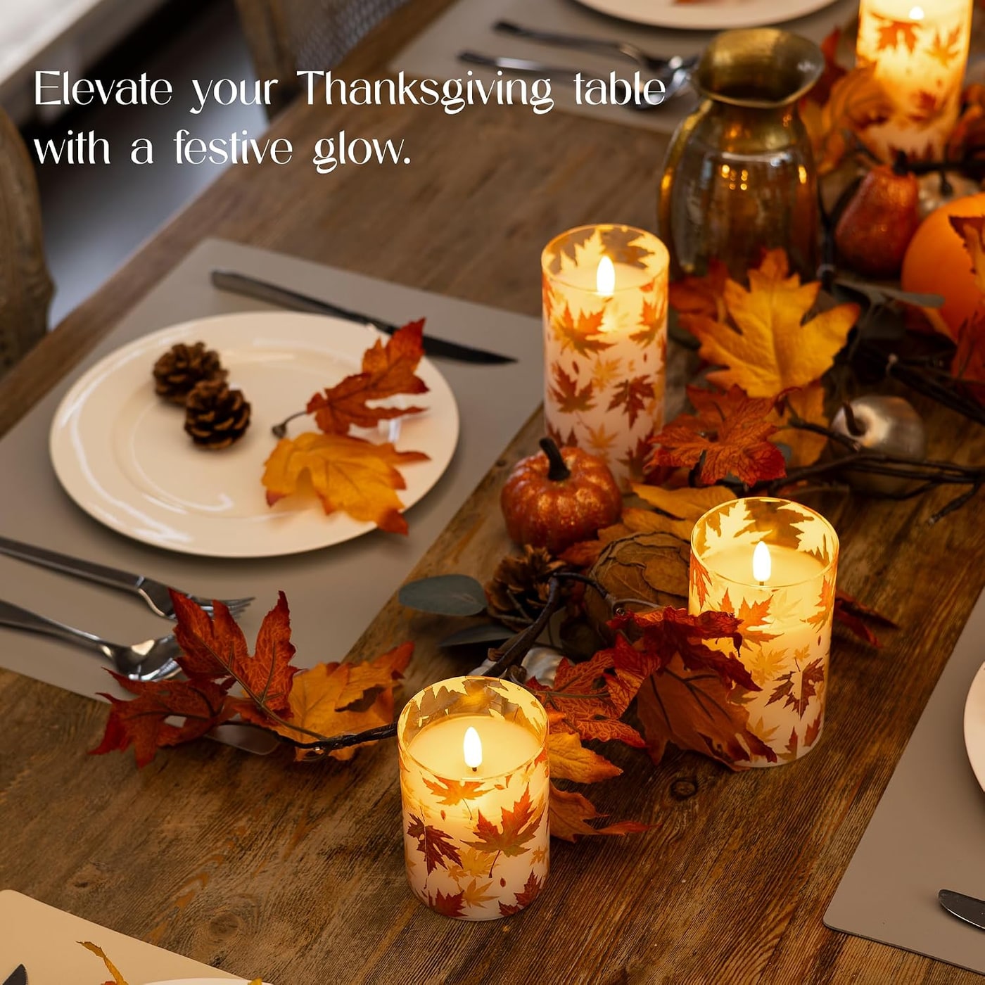 Autumn Maple Leaf Flameless LED Candle Set - Photo 2