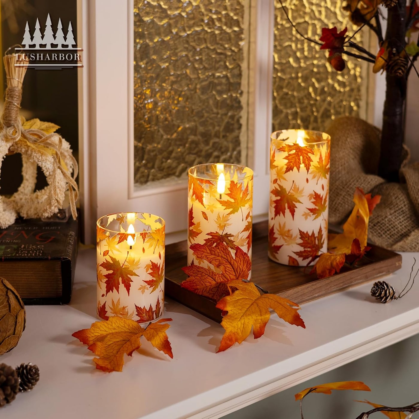 Autumn Maple Leaf Flameless LED Candle Set - Photo 3