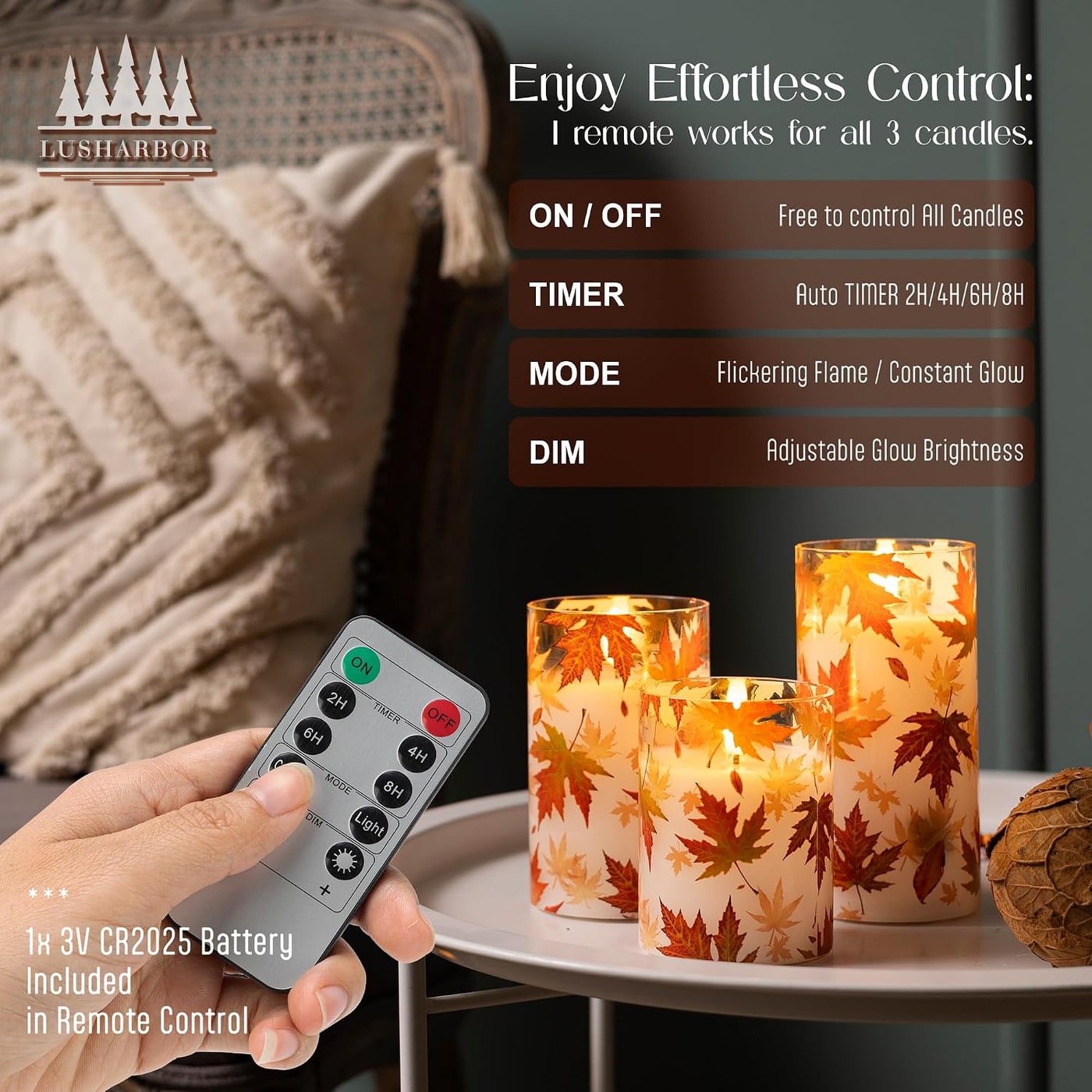 Autumn Maple Leaf Flameless LED Candle Set - Photo 4