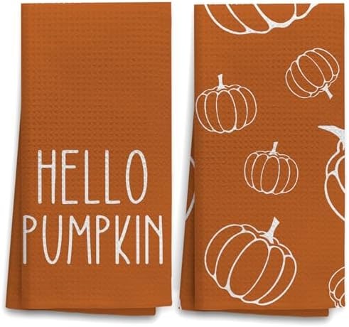 Autumn Pumpkin Kitchen Towel Set of 2 - Multicolor