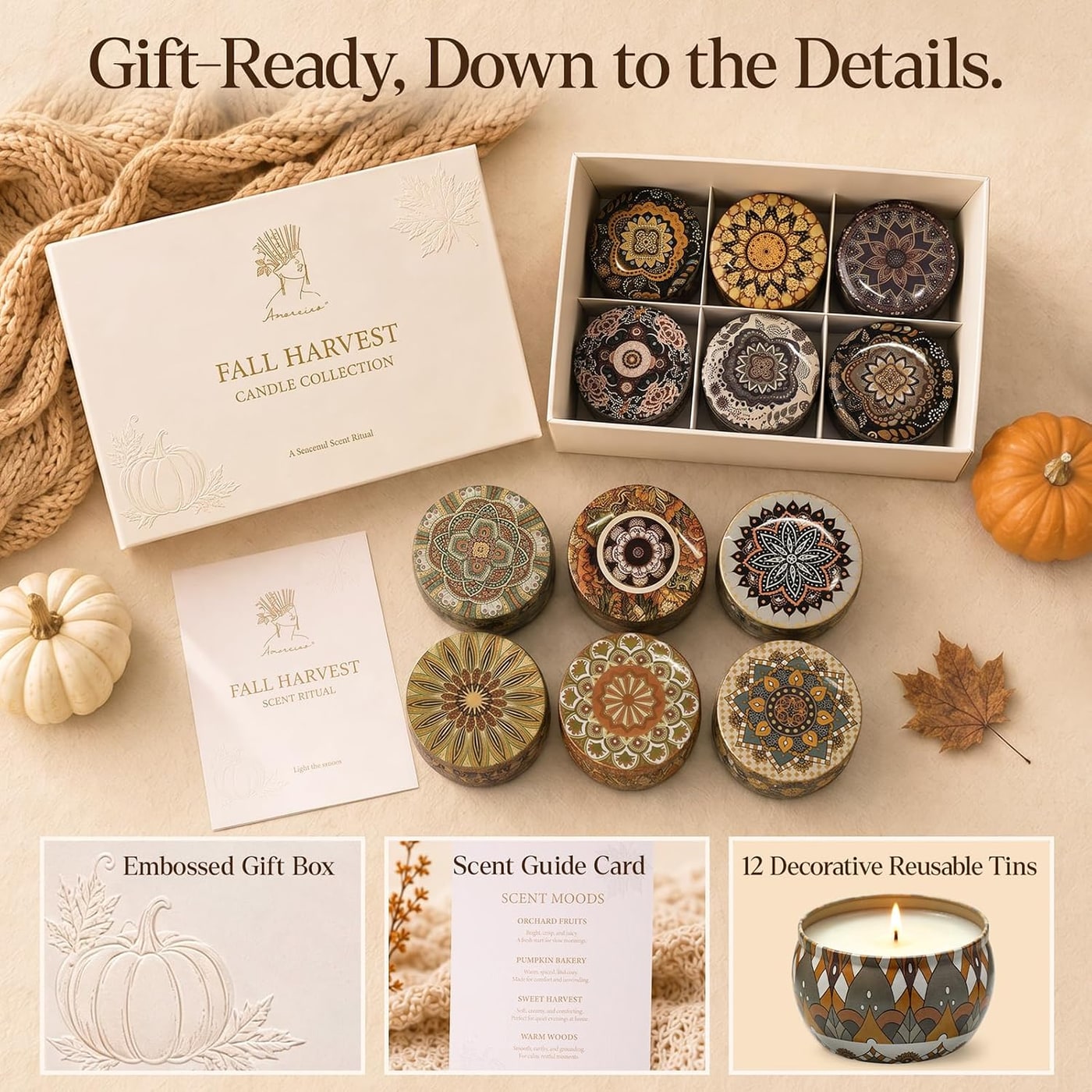 Autumn Harvest Soy Candle Gift Set, 12 Pack - Photo 4