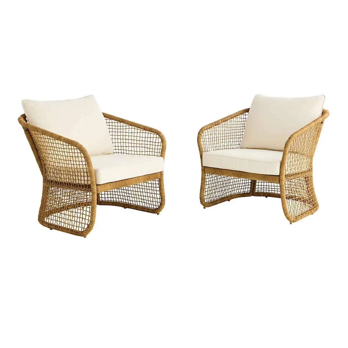 Pair of Bali Natural Wicker Club Chairs