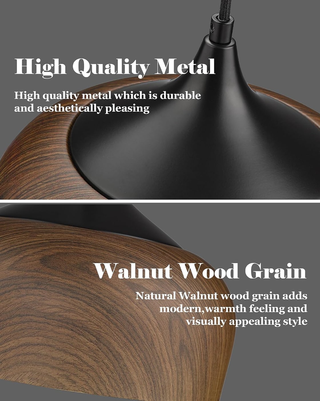 Bauhaus Walnut Pattern Dome Pendant Light - Photo 3