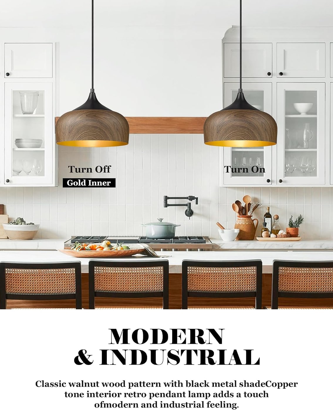 Bauhaus Walnut Pattern Dome Pendant Light - Photo 4