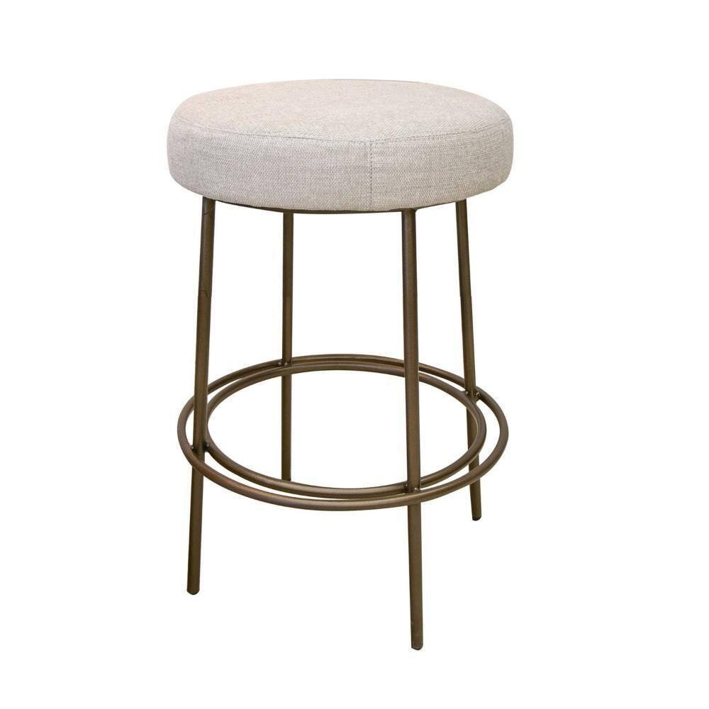 Beige and Gold Counter Height Stool with Cushion - Photo 4