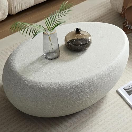 Oval Faux Stone Drum Coffee Table - Photo 2