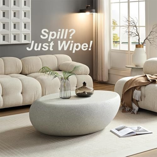 Oval Faux Stone Drum Coffee Table - Photo 4