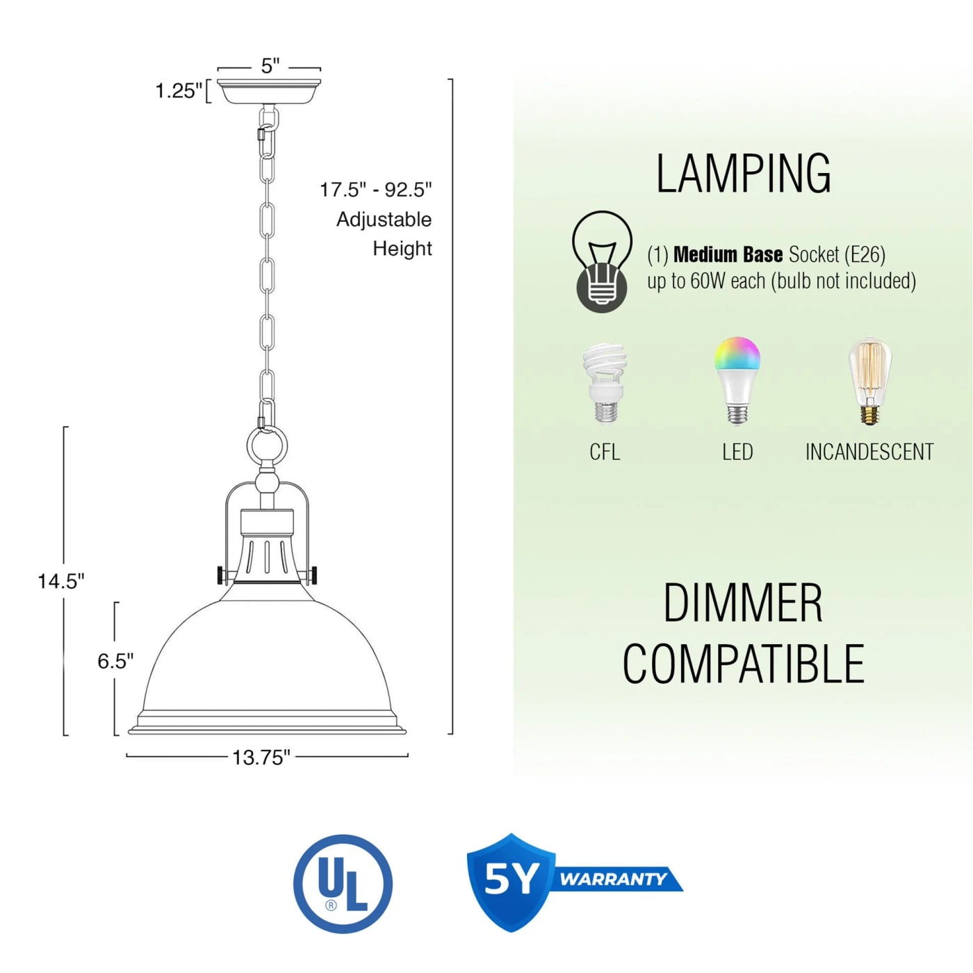 Belle Industrial Dome Pendant Light - Photo 4