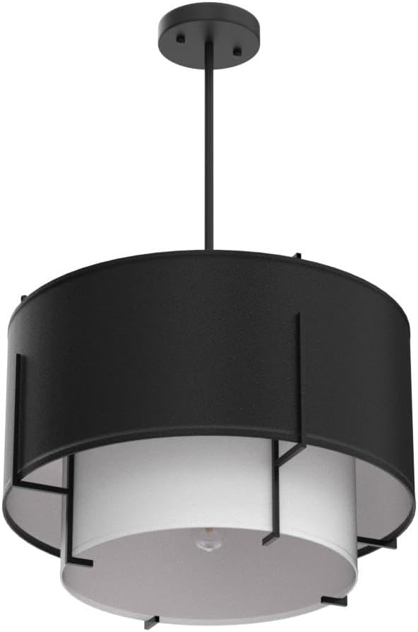 Four-Light Black Drum Chandelier with Adjustable Rod - Photo 4