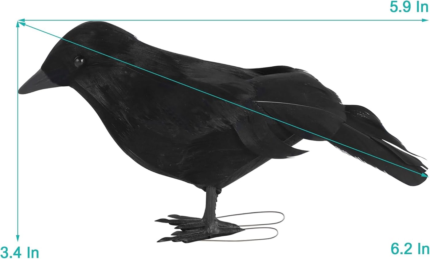 Realistic Black Feathered Halloween Crows, 6-Piece Set - Photo 2