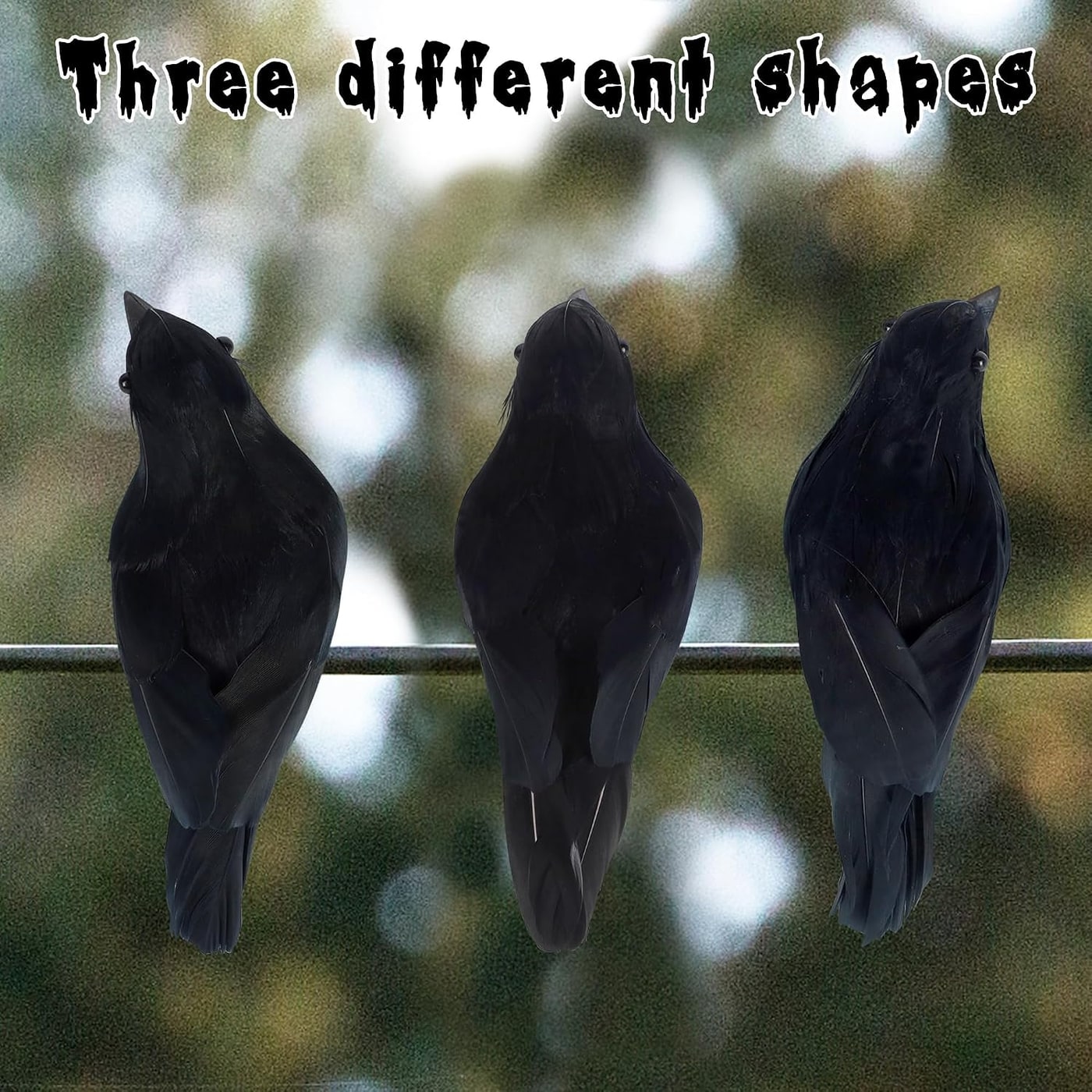 Realistic Black Feathered Halloween Crows, 6-Piece Set - Photo 3