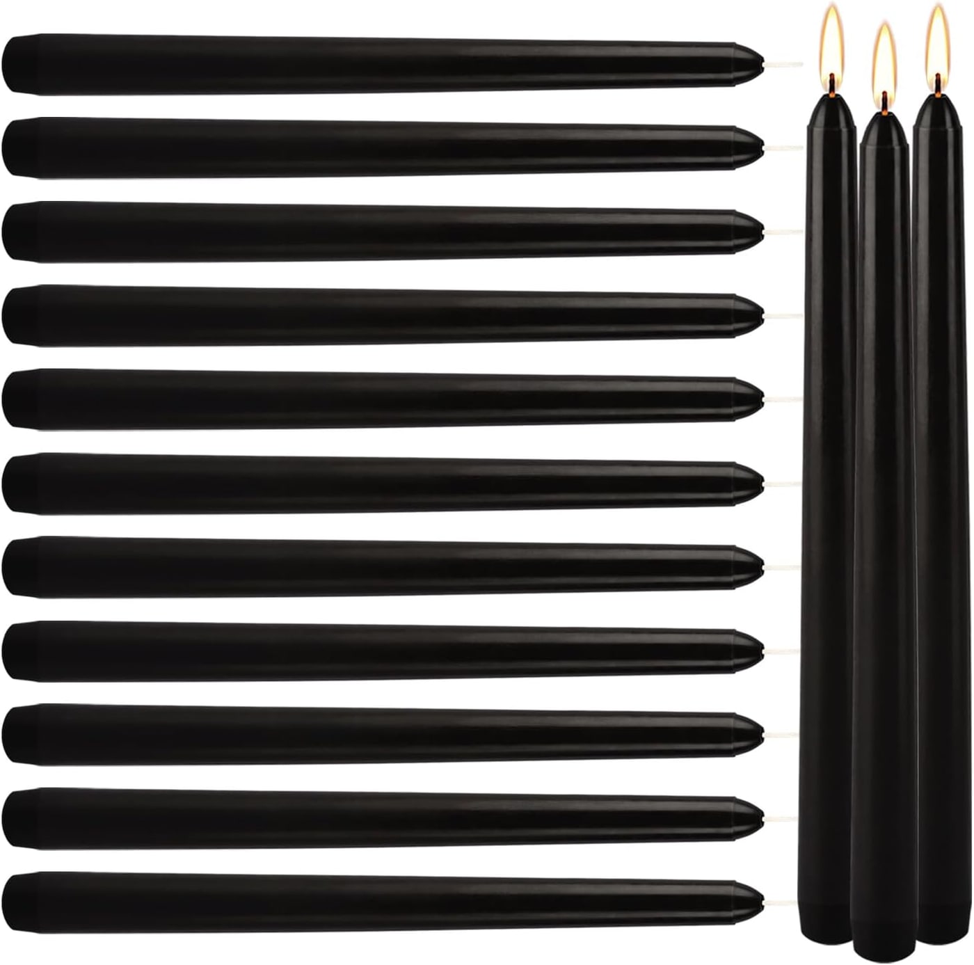 10-Inch Black Dripless Taper Candles, Set of 14 - Photo 3