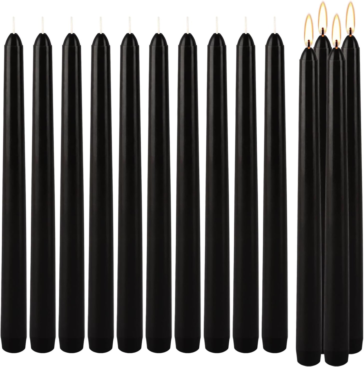 10-Inch Black Dripless Taper Candles, Set of 14 - Photo 4