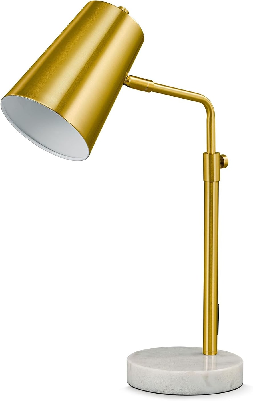 Adjustable Brass Desk Lamp with Marble Base - Antique Gold