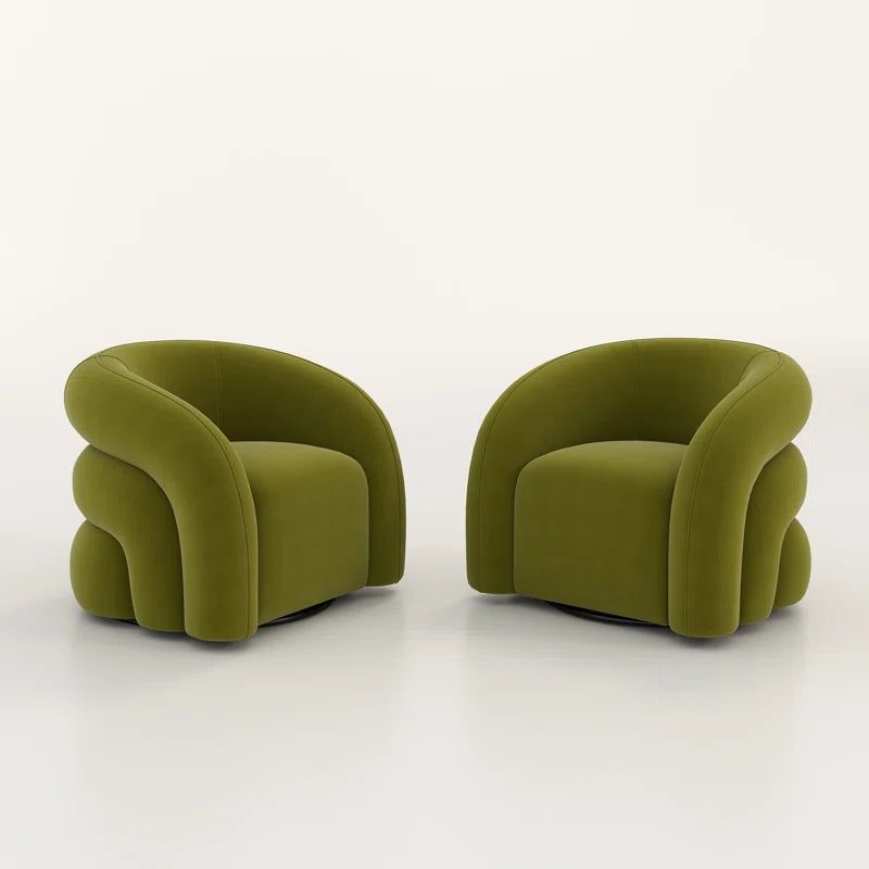 Briggette Velvet Swivel Barrel Chair (Set of 2) - Photo 2