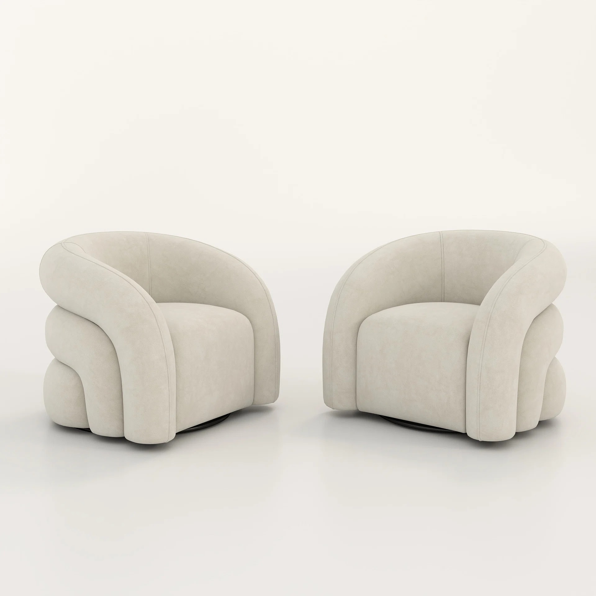 Briggette Velvet Swivel Barrel Chair (Set of 2) - White