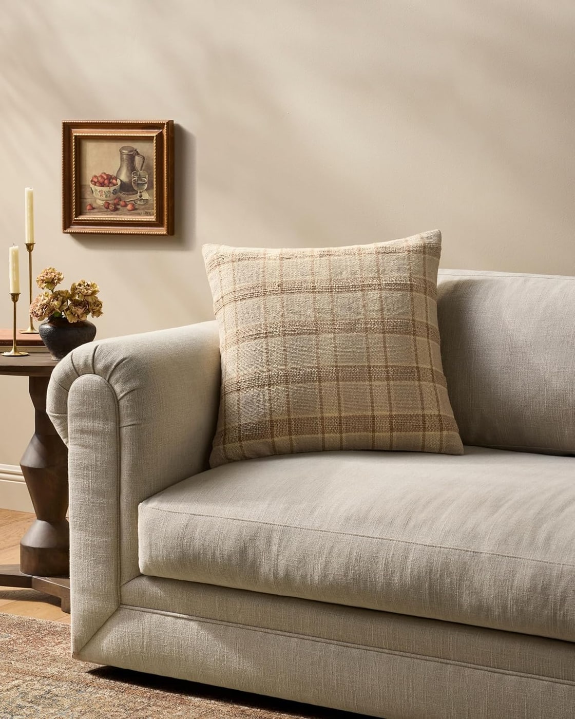 Brown & Tan Plaid Throw Pillow - Cover Only