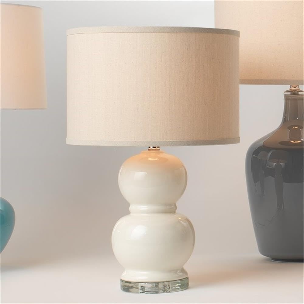 Bubble Hand-Blown Glass Table Lamp with Pebble Linen Shade - Photo 2