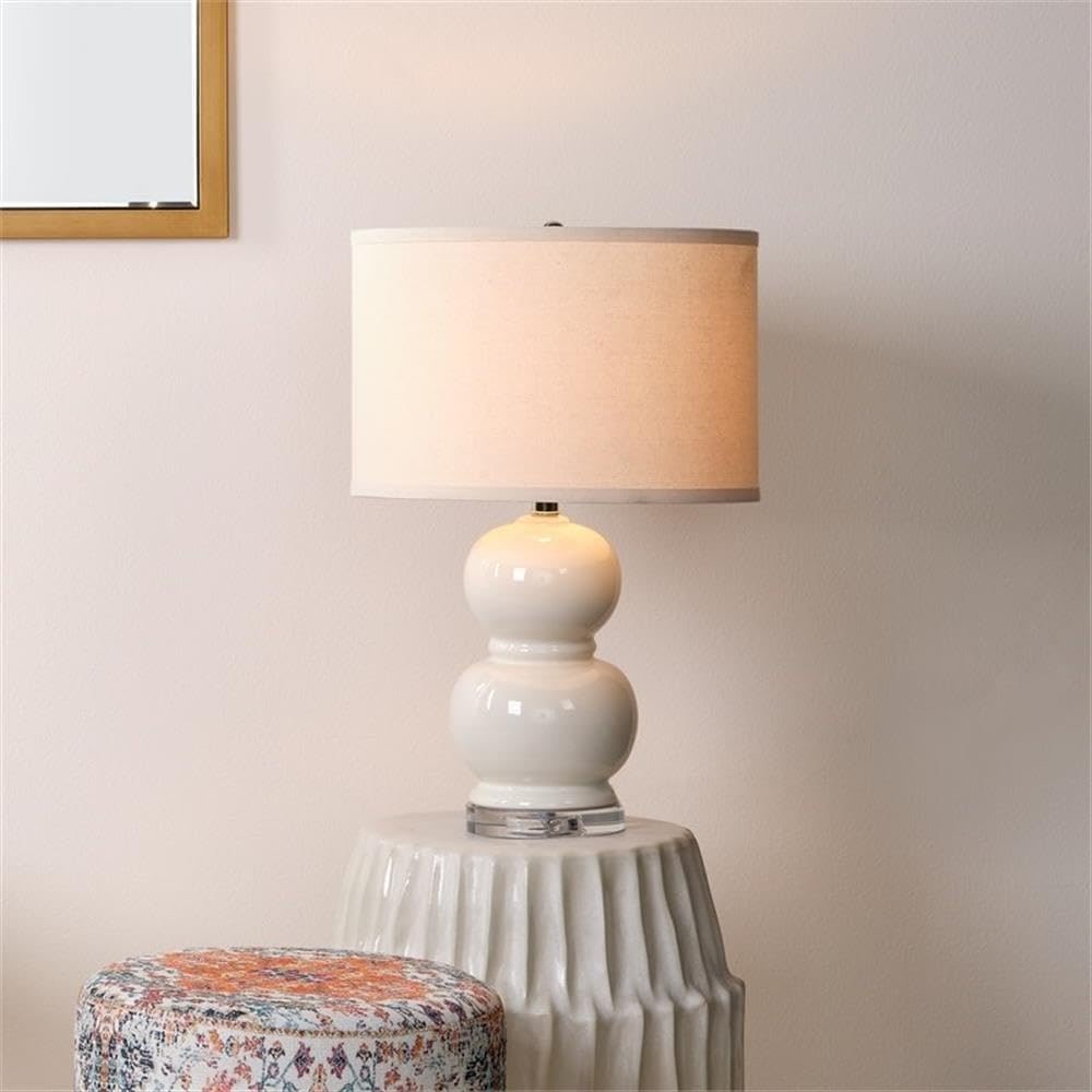 Bubble Hand-Blown Glass Table Lamp with Pebble Linen Shade - Photo 4
