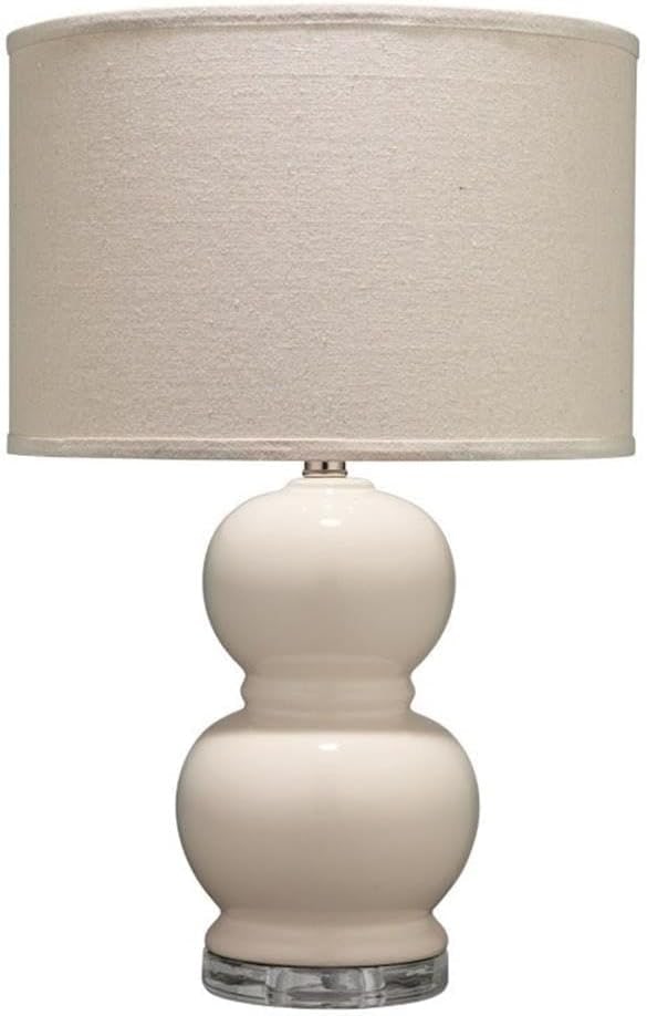 Bubble Hand-Blown Glass Table Lamp with Pebble Linen Shade - Cream