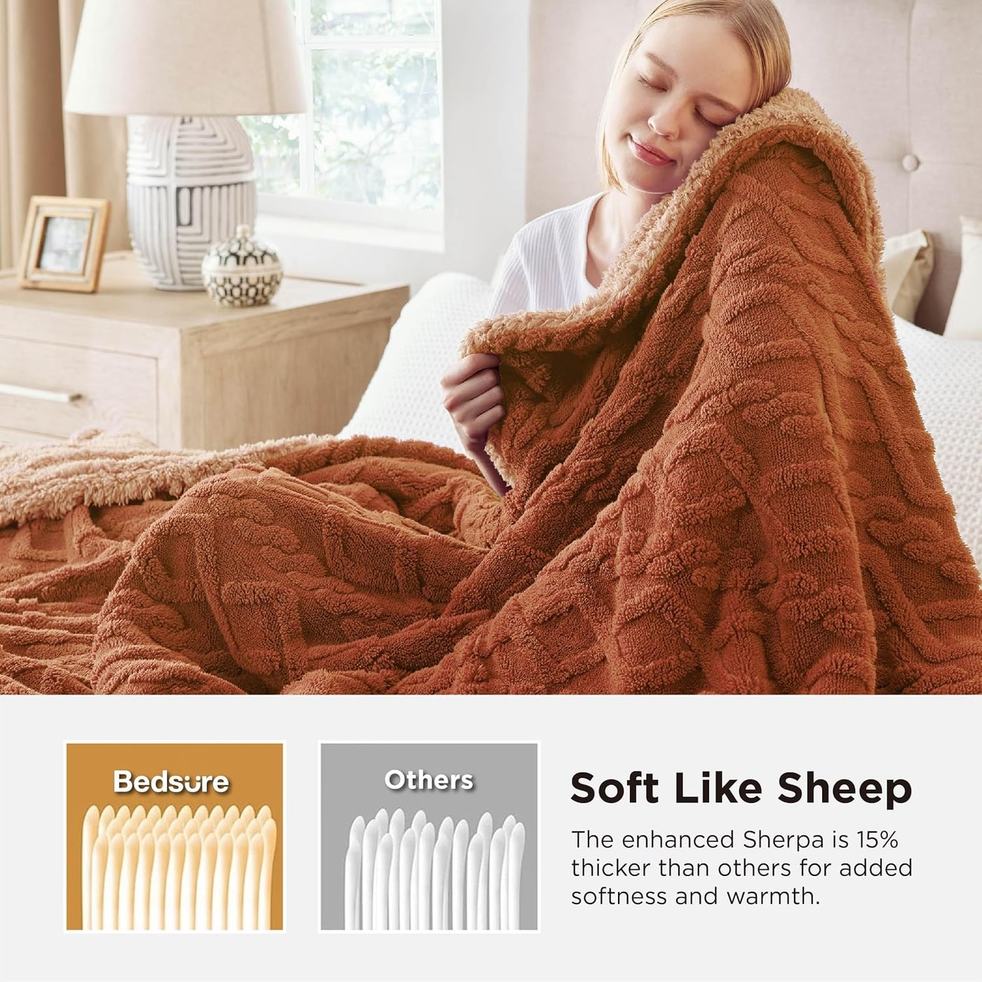 Cable Jacquard Sherpa Fleece Throw Blanket - Photo 3
